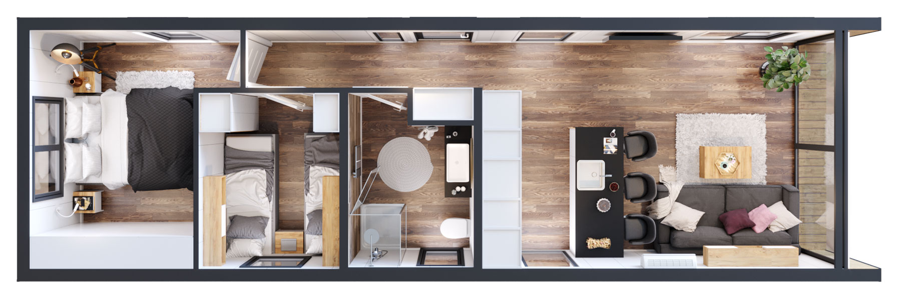 Grundriss Premium Mobilheim Silver-Moon 57m2